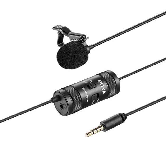 BOYA BY-M1 Pro II Universal Clip-on Microphone Omni-directional Condenser Mic 3.5mm TRRS 6M Long Cable and Play for Smartphone Audio Recorder Camera Computer